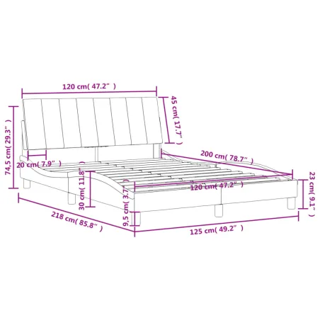 Lit avec matelas Hanko noir 120x200 cm velours