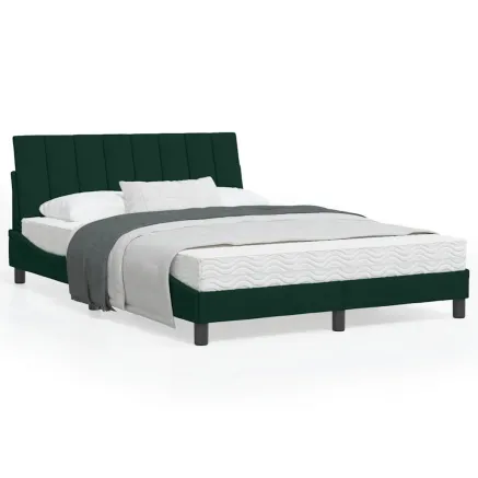 Lit avec matelas Hanko vert foncé 120x200 cm velours