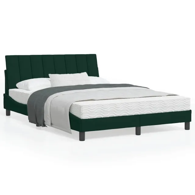 Lit avec matelas Hanko vert foncé 120x200 cm velours
