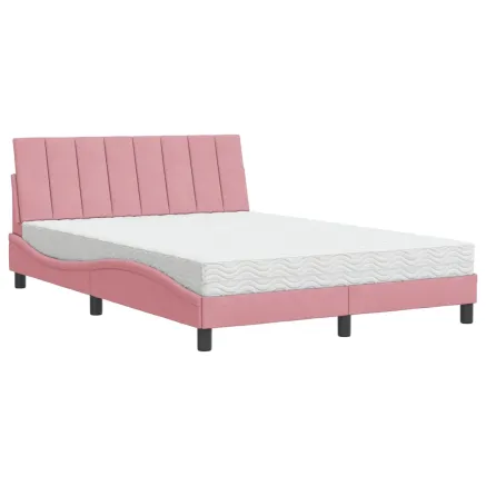 Lit avec matelas Hanko rose 120x200 cm velours 2