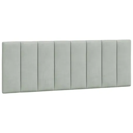 Lit avec matelas Hanko gris clair 140x190 cm velours
