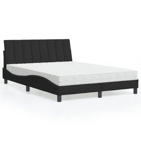 Lit avec matelas Hanko noir 140x190 cm velours