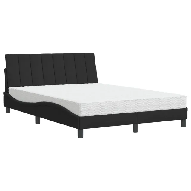 Lit avec matelas Hanko noir 140x190 cm velours