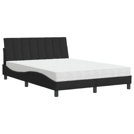 Lit avec matelas Hanko noir 140x190 cm velours