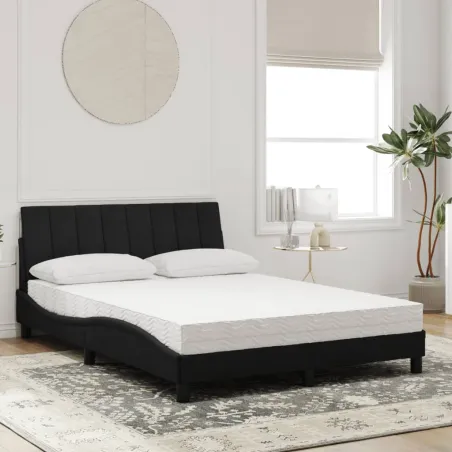 Lit avec matelas Hanko noir 140x190 cm velours