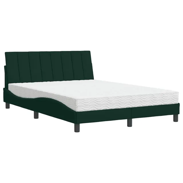 Lit avec matelas Hanko vert foncé 140x190 cm velours