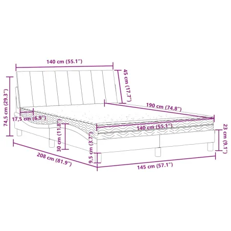 Lit avec matelas Hanko vert foncé 140x190 cm velours