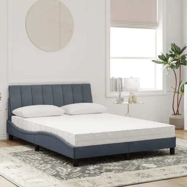 Lit avec matelas Hanko gris foncé 140x200 cm velours