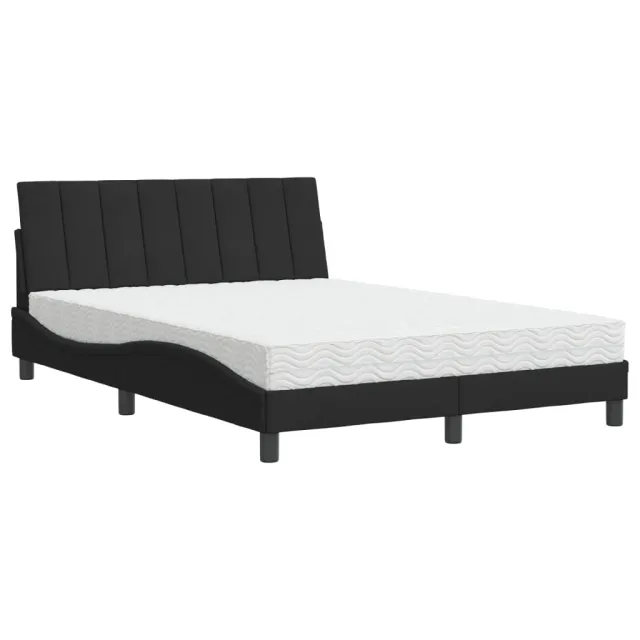 Lit avec matelas Hanko noir 140x200 cm velours