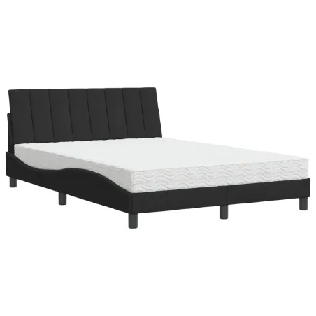 Lit avec matelas Hanko noir 140x200 cm velours