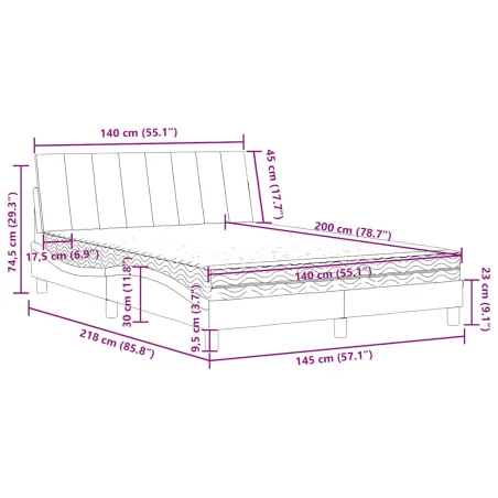 Lit avec matelas Hanko vert foncé 140x200 cm velours