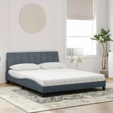 Lit avec matelas Hanko gris foncé 160x200 cm velours