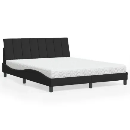 Lit avec matelas Hanko noir 160x200 cm velours