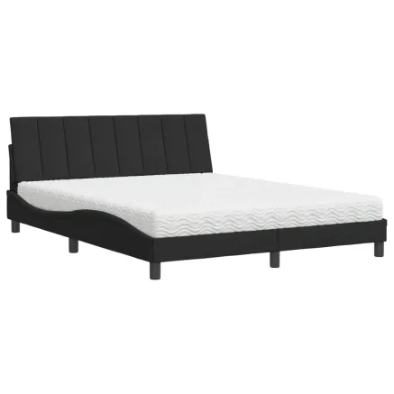 Lit avec matelas Hanko noir 160x200 cm velours 2
