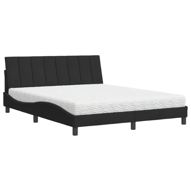 Lit avec matelas Hanko noir 160x200 cm velours
