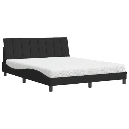 Lit avec matelas Hanko noir 160x200 cm velours
