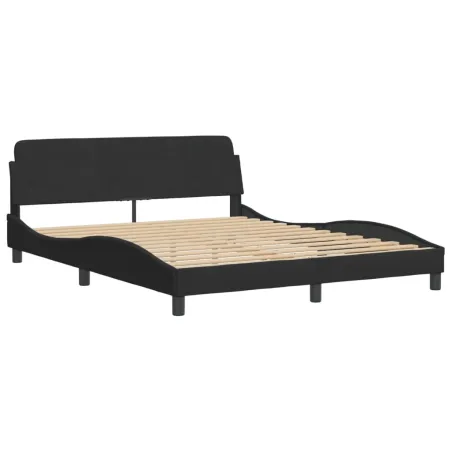 Lit avec matelas Hanko noir 160x200 cm velours