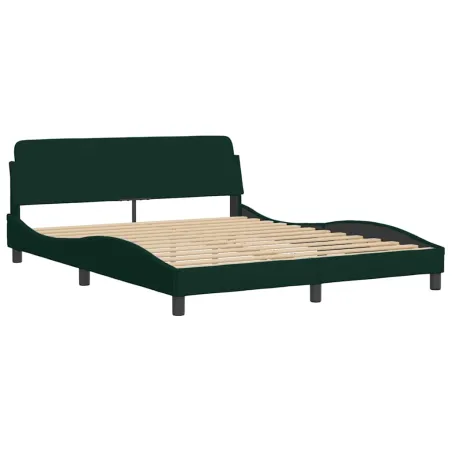 Lit avec matelas Hanko vert foncé 160x200 cm velours