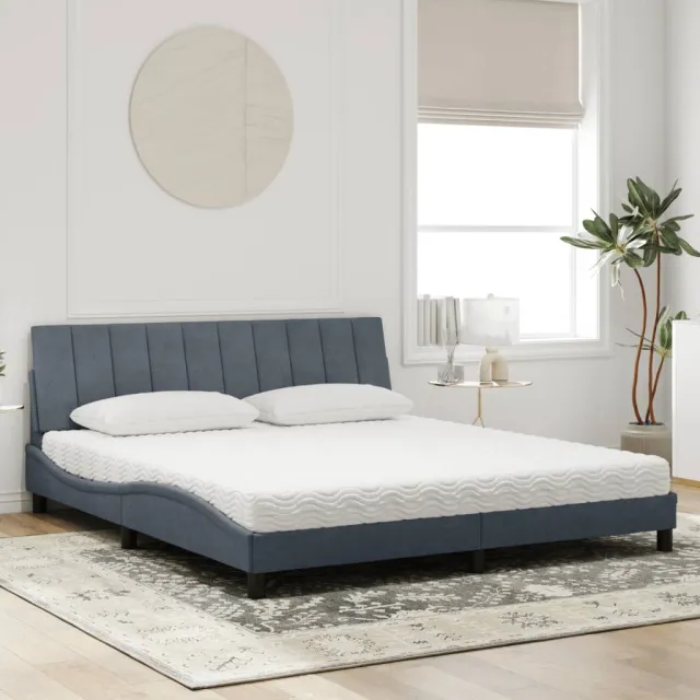 Lit avec matelas Hanko gris foncé 180x200 cm velours