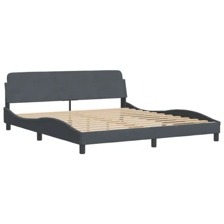 Lit avec matelas Hanko gris foncé 180x200 cm velours