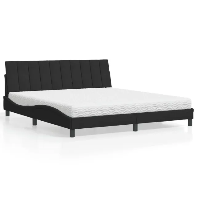 Lit avec matelas Hanko noir 180x200 cm velours