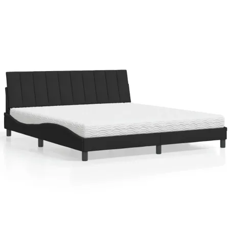 Lit avec matelas Hanko noir 180x200 cm velours