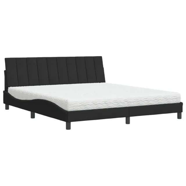 Lit avec matelas Hanko noir 180x200 cm velours