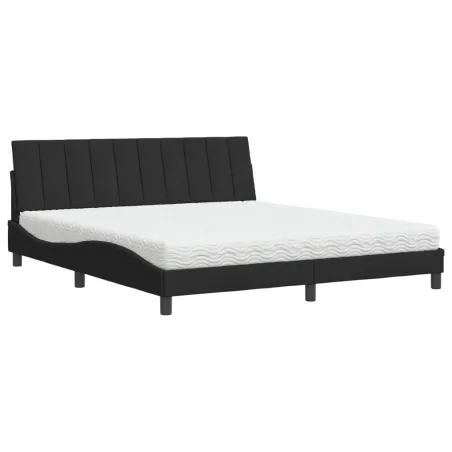 Lit avec matelas Hanko noir 180x200 cm velours