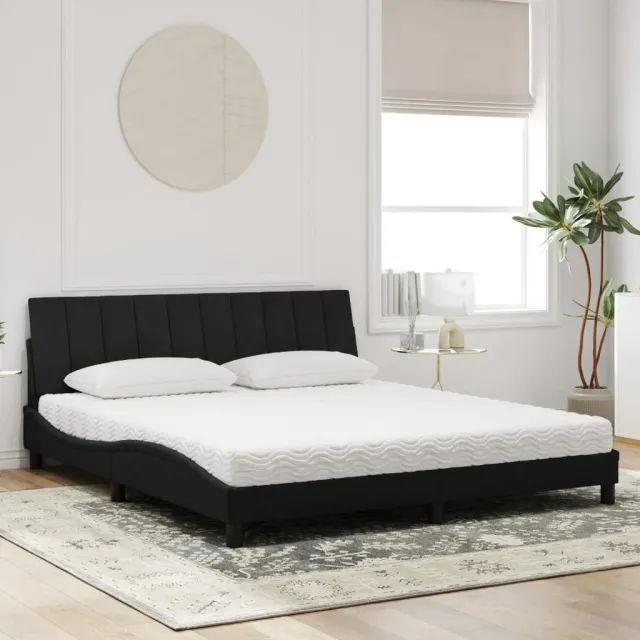 Lit avec matelas Hanko noir 180x200 cm velours