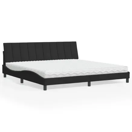 Lit avec matelas Hanko noir 200x200 cm velours