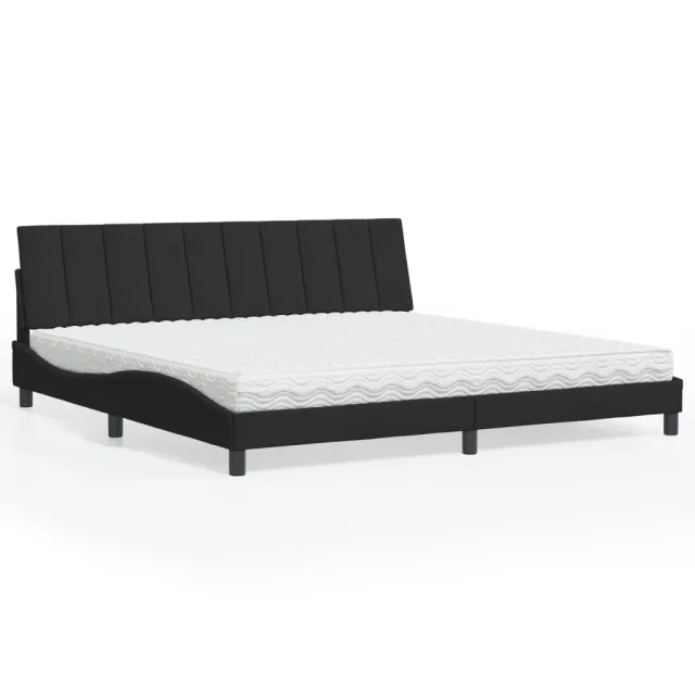 Lit avec matelas Hanko noir 200x200 cm velours