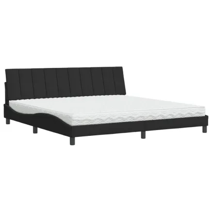 Lit avec matelas Hanko noir 200x200 cm velours 2