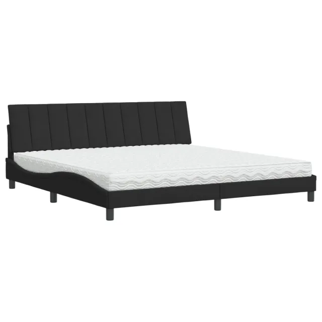 Lit avec matelas Hanko noir 200x200 cm velours