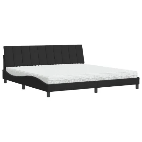 Lit avec matelas Hanko noir 200x200 cm velours