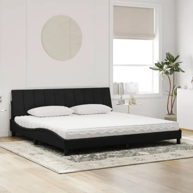 Lit avec matelas Hanko noir 200x200 cm velours