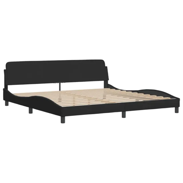 Lit avec matelas Hanko noir 200x200 cm velours