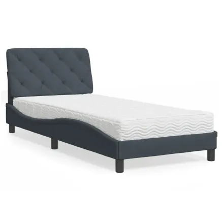Lit avec matelas gris foncé 80x200 cm velours
