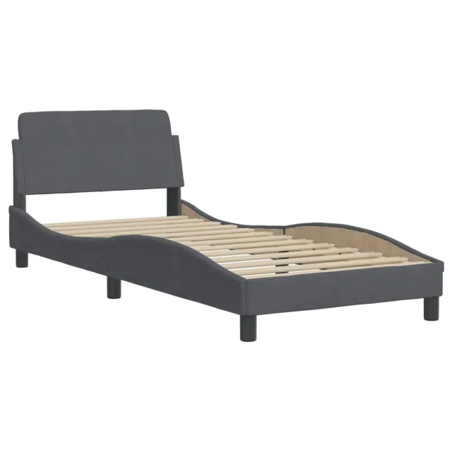 Lit avec matelas gris foncé 80x200 cm velours
