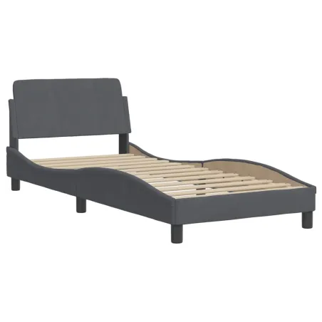 Lit avec matelas gris foncé 80x200 cm velours
