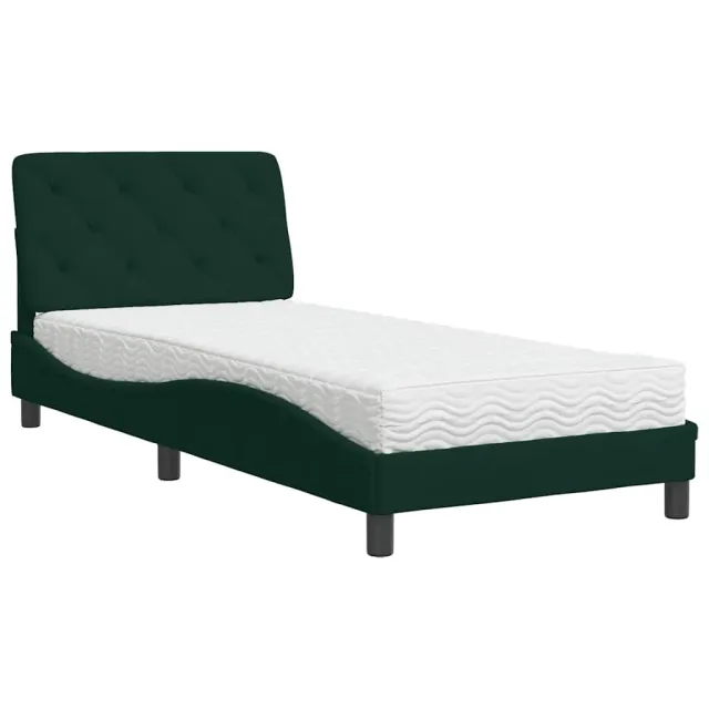 Lit avec matelas vert foncé 80x200 cm velours