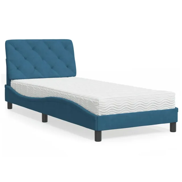 Lit avec matelas bleu 80x200 cm velours