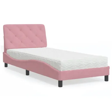 Lit avec matelas rose 80x200 cm velours