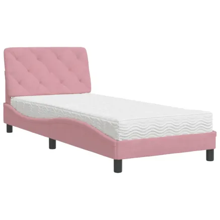 Lit avec matelas rose 80x200 cm velours 2