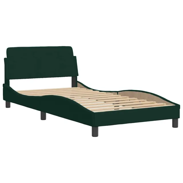 Lit avec matelas vert foncé 100x200 cm velours