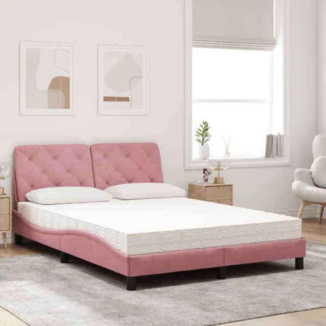 Lit avec matelas rose 120x200 cm velours