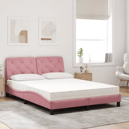 Lit avec matelas rose 120x200 cm velours