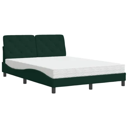 Lit avec matelas vert foncé 140x200 cm velours 2