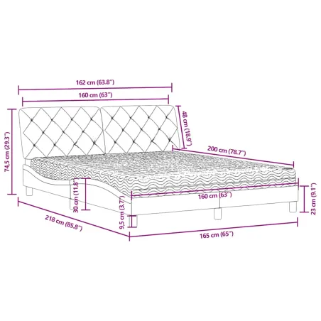 Lit avec matelas vert foncé 160x200 cm velours