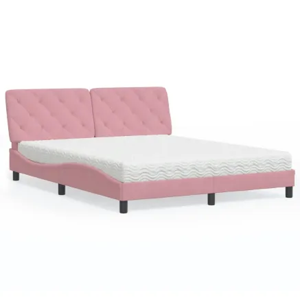 Lit avec matelas rose 160x200 cm velours