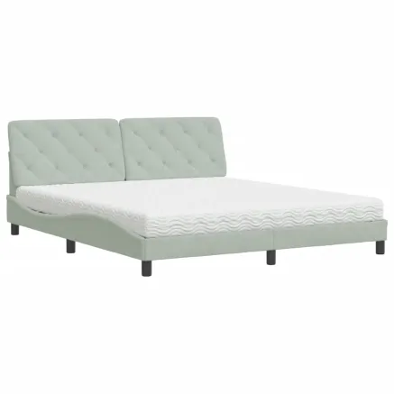 Lit avec matelas gris clair 180x200 cm velours 2